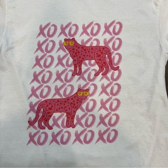 Women’s Short Sleeves Xoxo Tee Shirt White Pink Size S - Picture 4 of 6
